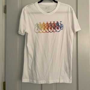 Euc white Banana Republic eco short sleeve tee with rainbow bike graphic